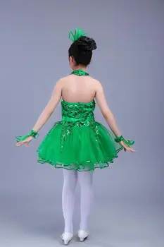 Vaikai Lotynų Žolės Veiklos Apranga Žalia, Uždusęs Princesė Suknelė Mergaitėms Jazminų Choras Tiktų Modernaus Baleto Šokių Suknelė