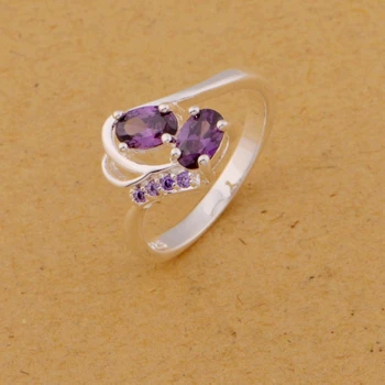 Paprasta padoraus mados violetinė cirkonis Sidabro padengtą žiedas, sidabro bižuterijos žiedas Skirta Moterims ir Vyrams , /CMZSZKWN RGYSFDOK