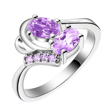Paprasta padoraus mados violetinė cirkonis Sidabro padengtą žiedas, sidabro bižuterijos žiedas Skirta Moterims ir Vyrams , /CMZSZKWN RGYSFDOK