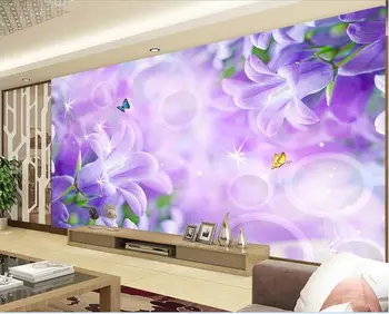 3d tapetai užsakymą freskos neaustinių sienų lipdukai 3 d ratą drugelio svajonė alyvinė Atspindys TV nustatymas paveikslų sienos