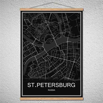 Individualų Pasaulio Miestą ST.PETERBURGO žemėlapį spausdinti plakato nuotrauką Drobė, aliejus, tapyba Kavinė Baras Kambarį Dekoro Su karkasu