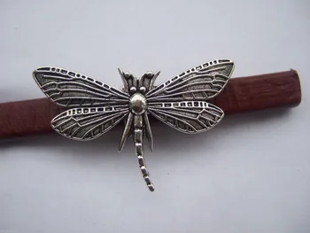 5 Antikvariniai Sidabro Dragonfly Slankiklį Tarpiklis Už 10x6.5mm Saldymedžio Odos Laido