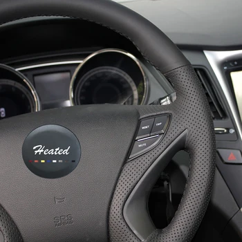 Šildomas Vairas Padengti Hyundai sonata Vertus Siuvimo Anti-slip Kvėpuojantis Mikropluošto odos juostelių ant vairo