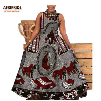 2017 m. rudenį ilgai afrikos suknelė moterims AFRIPRIDE privačių užsakymą kulkšnies rankovių ilgis plisuotos suknelė batikos medvilnės A722575