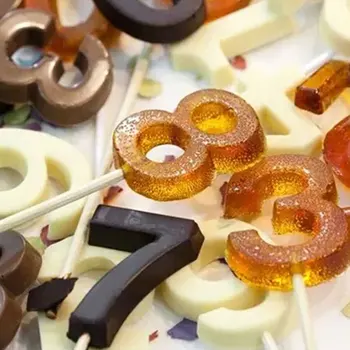 Skaičiai 0-9 Silikono Formos Saldainis Su Lazdomis Lolly Saldainiai 3D Šokolado Pelėsių Minkštas Tešlos Kepimo skardos 