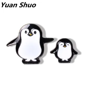 2016 nemokamas pristatymas bižuterijos didmeninė Japonų stiliaus Miela juoda pingvinas poros Juodos ir baltos spalvos emaliu gyvūnų sagė