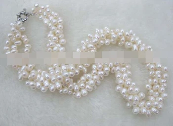 Xiuli 002360 3rows baltieji ryžiai gėlavandenių perlų vėrinį 17