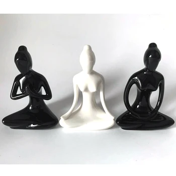 Mini Sodo Puošmena Jogos Moterų Statulėlės Feng shui Zen Garden Statulos Keramikos Moterų Medituoti