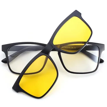 BCLEAR mados unisex TR90 optinis rėmas su 5 saulės, kontaktiniai lęšiai klipą poliarizuota sunglass naktinio matymo magnetinio akinių rėmeliai