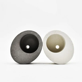 Kūrybinė asmenybė šiuolaikinės minimalistinės ovalios, apvalios betono, cemento gamyklos puodą 