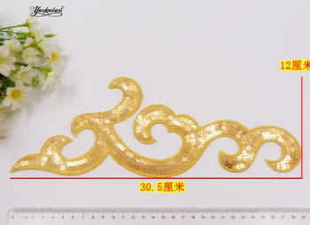 YACKALASI 3D Gėlių Dėmės Blizgučiais Nėrinių Appliqued Geležies Siuvinėjimo Apdailos Veidrodis Pora Gėlių Opera Suknelė Accessories 12*30.5 CM