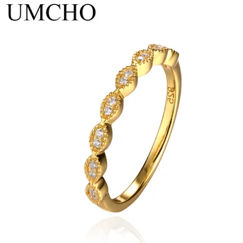 UMCHO infinity Sužadėtuvių Žiedai Geltonos Aukso Spalvos Kieta 925 Sterlingas Sidabro Žiedai Moterims Amžinai Meilės, Vestuvių Dovana, Papuošalai