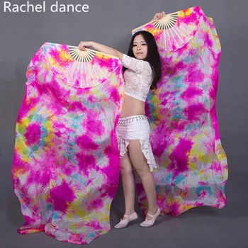 Didmeninė pilvo šokio priedai spalvų šilko pilvo šokių ventiliatorius mergaičių šokio gerbėjas moterų veiklos pilvo šokio rekvizitai ventiliatorius pora