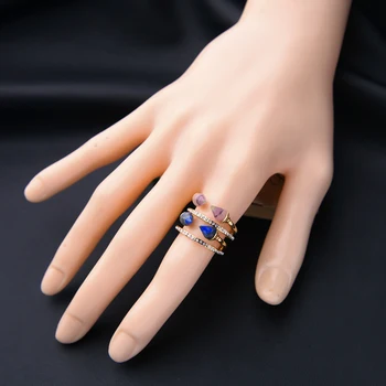 Dviejų Sluoksnių Kristalų Sintetinio Akmens Žiedas Moterims, Mėlyna Rožinė Kietas Piršto Žiedą Prekės Papuošalai, Aksesuarai