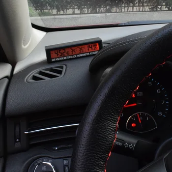 RyGaoan 3in1 12V Skaitmeninis LCD Ekrano, Automobilinio Akumuliatoriaus Įtampą Skaitiklio Laikrodis Lauko/Patalpų Automobilio Termometras Ledo Įspėjimo Signalą Valandos Varpelių