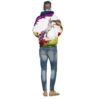 2017 m. Moterys/Vyrai, 3D galaxy skaitmeninis Vaivorykštė Vienaragis hoodies palaidinės spausdinti spalvinga gyvūnų Arklių vyrai ir berniukai, Puloveriai plius dydis
