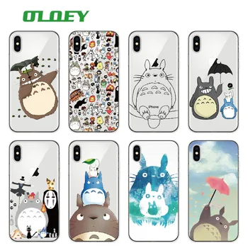 OLOEY Mielas Totoro Atkakli Toli Ghibli Miyazaki Anime Kaonashi Minkštas Telefono dėklas Skirtas iPhone 7 7Plus 6 6S 6Plus 8 8Plus X 
