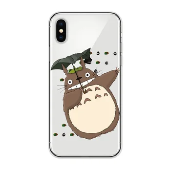 OLOEY Mielas Totoro Atkakli Toli Ghibli Miyazaki Anime Kaonashi Minkštas Telefono dėklas Skirtas iPhone 7 7Plus 6 6S 6Plus 8 8Plus X 