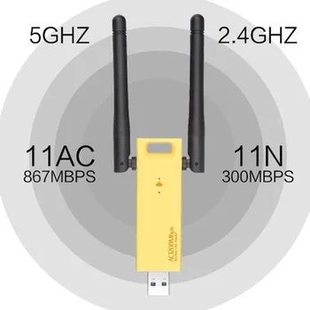 Dvigubos Juostos 802.11 ac 1200Mbps USB 3.0, Wifi dongle Wireless-AC Tinklo Lan Kortele, Antenos Adapteris, Skirtas 