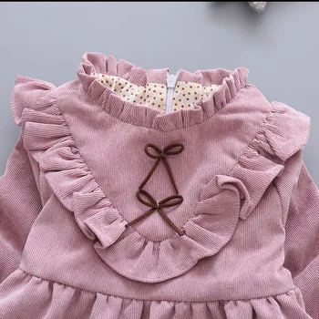 2017 Naujų Rudens Mergaitėms ilgomis Rankovėmis Suknelė Mados Bowknot Baby Princess Dress Vaikų Drabužių prekinio Ženklo Aukštos Kokybės JIOROMY
