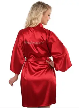 Mados Šilko Bridesmaid Nuotakos Apdaras Sexy Moterys Trumpas Satino Vestuvių Kimono Rūbeliai Sleepwear Pižamą Suknelė Moteris, Chalatas, Pižama