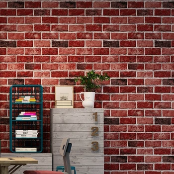 Šiuolaikinės Paprasta 3D Iškilumo Plytų Tapetai Raudonai Pilkas PVC Akmens Sienos Popieriaus Restoranas, Kavinė Kūrybos Fone Tapetai, Sienų Dekoras