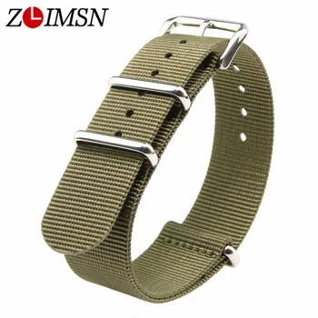 ZLIMSN Nato Nailono Žiūrėti Dirželis Watchbands Diržas Metalo Sagtimi Armijos Sporto Watchband Mens 18mm 20mm 22mm 24mm Relojes Hombre 2017
