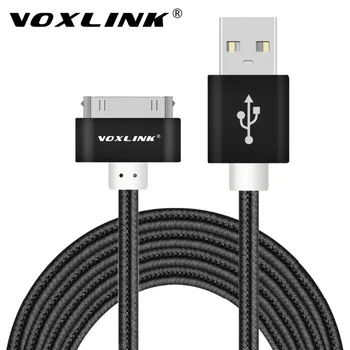 VOXLINK 1m 2m 3m Nailono Tinklelio Laidą Linija, 30 pin Metalo plug Sinchronizuoti Duomenis su USB, Įkroviklio Laidas iphone 4, 4S, 3GS, iPad 1 2 3