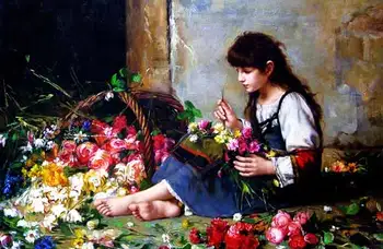 Didelis dydis gobeleno Gobelenas nuotrauką baldai,Miela Kaimo Mergina su gražia Gėlių,Sienos kabinti Meno Nuotraukas