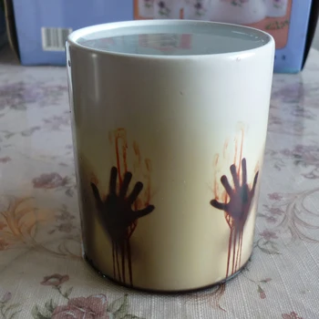 Drop laivyba Juodosios Keramikos Zombie Spalva Keičiasi Kavos Puodelis Šilumos jautrus Magija Arbatos puodelio puodeliai Kalėdų Helovinas dovana 110Z