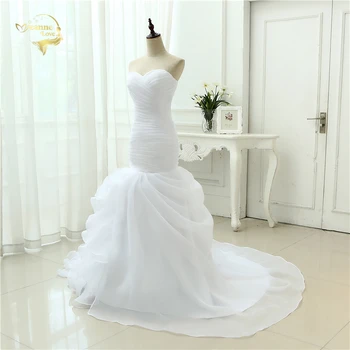 Baltos spalvos Organza Paprastas Elegantiškas Undinė Vestuvių Suknelės, Vestidos De Noiva Chalatas De Mariage Nuotakos Suknelė 2018 Casamento YN3990