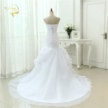 Baltos spalvos Organza Paprastas Elegantiškas Undinė Vestuvių Suknelės, Vestidos De Noiva Chalatas De Mariage Nuotakos Suknelė 2018 Casamento YN3990