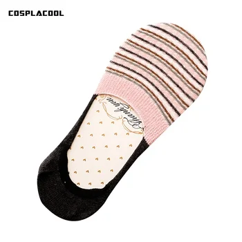 [COSPLACOOL]Dryžuotas seklių burną kojinės moterims pavasario/vasaros naują moterų kojinės Nematomos šviesos medvilnės meias calcetines
