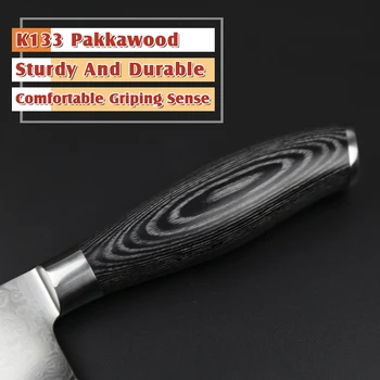 XINZUO 3pcs virtuvės peilių rinkinys 67 sluoksnių aukštos anglies Damaske nerūdijančio plieno 8+7+5 virėja naudingumas peilis santoku pakka medienos rankena
