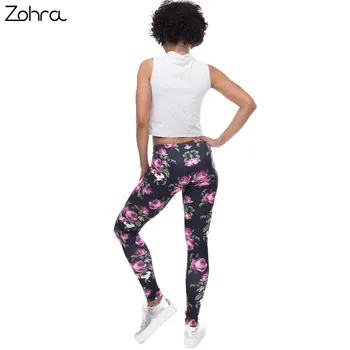 Zohra Nauja, Moterų Antblauzdžiai Retro Rožės Spausdinimo Fitneso legging Elegantiškas, Seksualus Elastingumą Leggins Aukšto Juosmens Legins Kelnių Kelnės