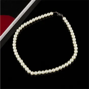 Subtilus juvelyrikos Clavicle Grandinės chocker imituojamas didelis perlų vėrinį vestuviniai papuošalai, Moteriški karoliai moterų balta vestuvių dovanos