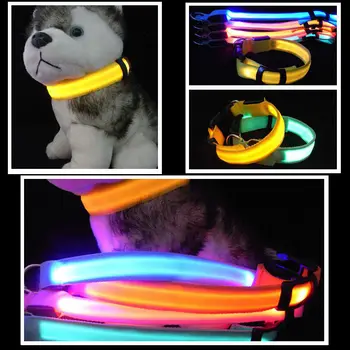 Naminių gyvūnų Prekių Pet LED Šunų Antkaklis Nailono Naktį Saugos LED Mirksi Švyti LED Šunų Kačių Antkaklis Reguliuojamas S M L XL