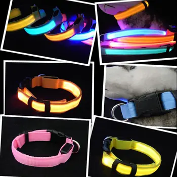 Naminių gyvūnų Prekių Pet LED Šunų Antkaklis Nailono Naktį Saugos LED Mirksi Švyti LED Šunų Kačių Antkaklis Reguliuojamas S M L XL