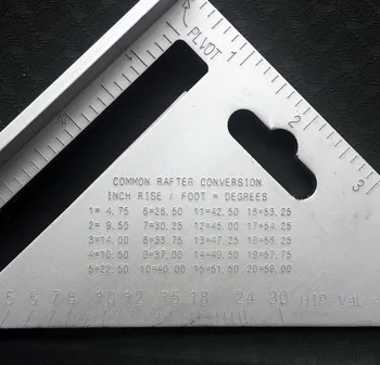 7 colių aliuminio lydinio, trikampės liniuotės plius didelis stalių, apdailos, trikampis, liniuotė kampas valdovas