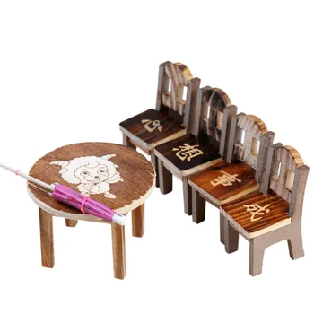 Lovelu Mini Medinis Stalas, Kėdė Rinkiniai Lėlių Miniatiūriniai Baldai Žaislas Vaikams Gimtadienio Dovana