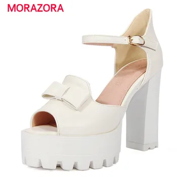 MORAZORA Vasarą karšto pardavimo batus moteris platformos partija batai vestuvių mados saldus moterų sandalai aukštakulnius batus didelis dydis 32-43