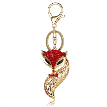 Mielas fox klavišą grandinės žiedas, kalnų krištolas kristalų pakabukas ornamentu paketų prižiūrėtojų raktinę ysk026 moterų papuošalai