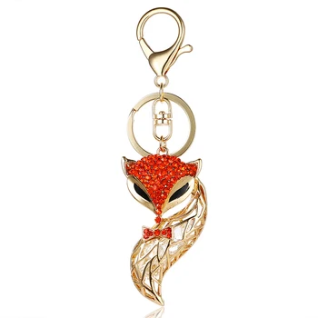 Mielas fox klavišą grandinės žiedas, kalnų krištolas kristalų pakabukas ornamentu paketų prižiūrėtojų raktinę ysk026 moterų papuošalai