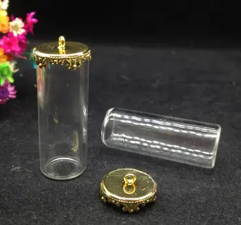 3sets/daug 40*15mm atviras vamzdis stiklo pasaulyje išvadas sidabras/bronza/aukso spalvos gėlių bazės stiklo butelis 