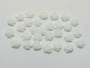 500 Vaiskiai Balta Flatback Dervos Gėlių Mini Gėlių Cabochons 6mm