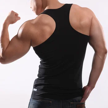 Vyrai singlet apatiniai fitneso prigludusi prie kūno pagrindiniai vientisos spalvos mens singlet rankovių viršūnes undershirt vyrų vyrų apatiniai