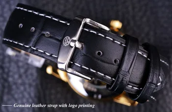 FORSINING Klasikinis Juodas Raudonas Automatinis laikrodis Vyrams Karinės Lydinio Atveju Nekilnojamojo natūralios Odos Dirželis Laikrodžiai Prabangos Prekės Wristwatche