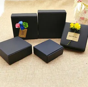 50pcs Juodosios Dėžės Kraft Popieriaus, saldainių Dėžutė,mažas juodas popieriaus, kartono pakuotės, dėžutės,Amatų Dovanų Rankų darbo Muilo Pakavimo dėžutė