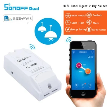 Sonoff Dual WiFi Smart Switch, Belaidis Nuotolinio Valdymo Laikas Protingo Namo Automatizavimo Modulis 2 Kanalų Jungiklis Per 