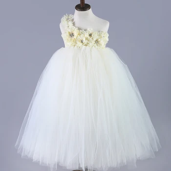 Vaikai, Gėlių mergaičių Suknelės Baltos,Kremo Merginos Vestuves Tutu Suknelė Princesė Kamuolys Suknelė Mergaitėms, Vaikams Tiulio Suknelės 1-14Year